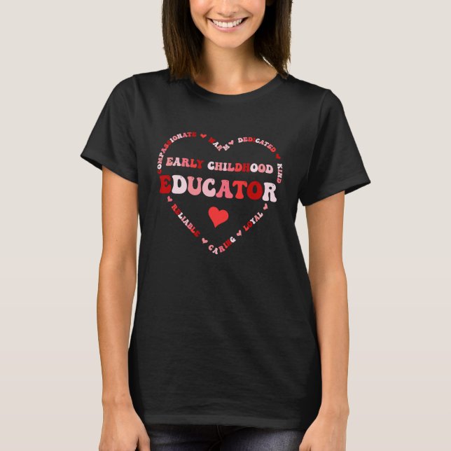 Cute Early Childhood Educator Valentines Day Heart T-Shirt (Vorderseite)