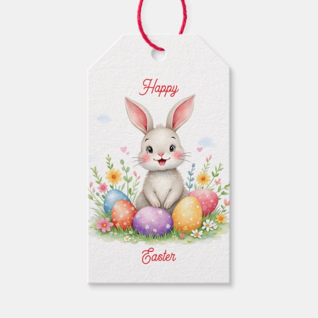 Cute Easter Bunny And Eggs Modern Collection Geschenkanhänger (Vorderseite)