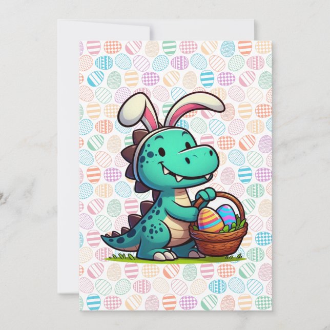 Cute, Easter bunny dinosaur Feiertagskarte (Vorderseite)