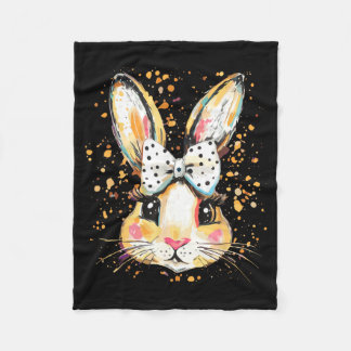 Cute Easter Bunny Face Bow Tie Girls Kids Fleecedecke