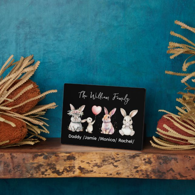 Cute Easter Bunny Family Plaque – Personalized  (Côté)