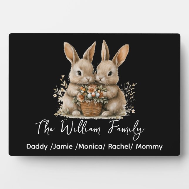 Cute Easter Bunny Family Plaque – Personalized  (Devant)