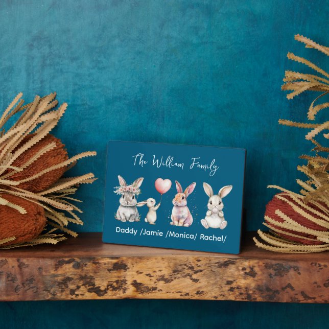 Cute Easter Bunny Family Plaque – Personalized  (Côté)