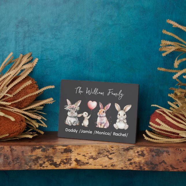 Cute Easter Bunny Family Plaque – Personalized  (Côté)