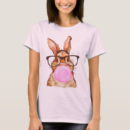 Cute Easter Bunny Graphic Print Pale Pink T-Shirt