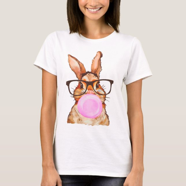 Cute Easter Bunny Graphic Print White T-Shirt (Vorderseite)