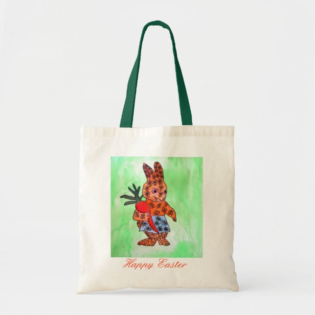Cute Easter bunny illustration with orange carrot Tragetasche (Vorne)