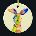 Cute Easter bunny  Keramik Ornament<br><div class="desc">Watercolor original illustration of a cute Easter bunny rabbit in yellow and blue</div>