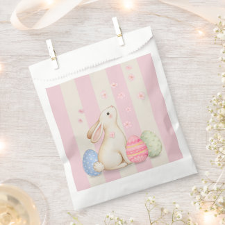 Cute Easter Bunny, Pastel Eggs, and Pink Stripes Geschenktütchen
