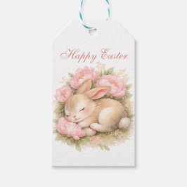 Cute Easter Bunny Rabbit Pink Blush Peony Geschenkanhänger