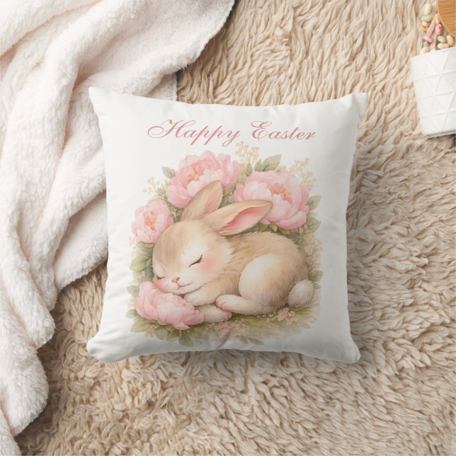Cute Easter Bunny Rabbit Pink Blush Peony Kissen (Decke)