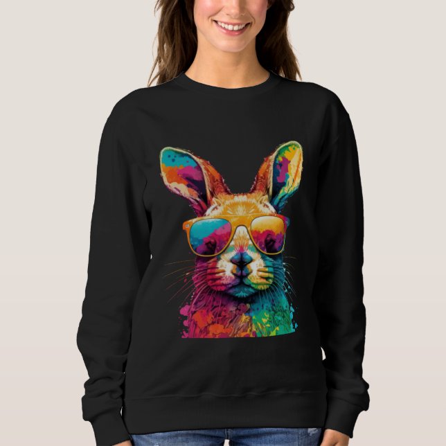 Cute Easter Bunny Rabbit Wearing Sunglasses  1 Sweatshirt (Vorderseite)