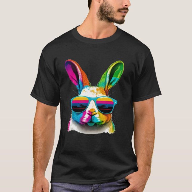 Cute Easter Bunny Rabbit wearing Sunglasses T-Shirt (Vorderseite)