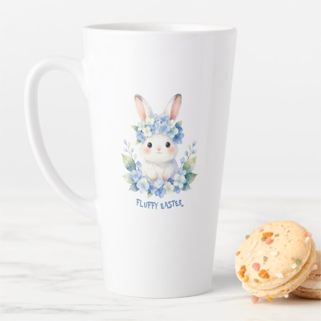 Cute Easter Bunny Watercolor with Hydrangea Milchtasse (Beispiel)