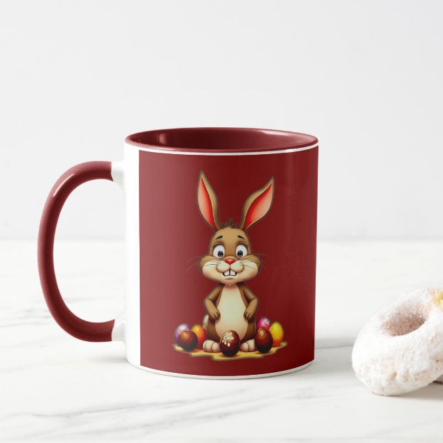 Cute Easter Bunny with Chocolate Eggs - caneca Tasse (Mit Donut)