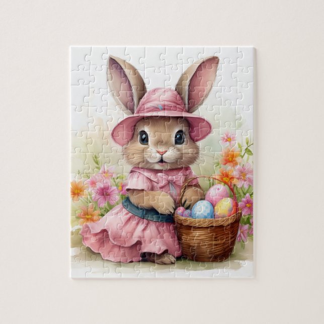 Cute Easter Bunny with Easter Basket (Vertikal)
