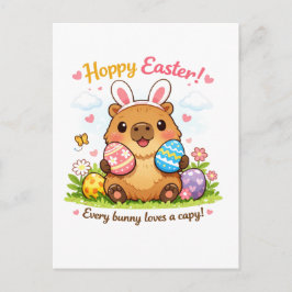 Cute Easter Capybara Eggs Bunny Ears Postkarte