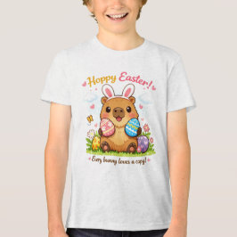 Cute Easter Capybara Eggs Bunny Ears Tri-Blend Shirt