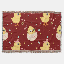 Cute Easter Chick with Pink Bow Seamless Pattern  Decke