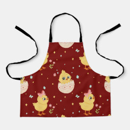 Cute Easter Chick with Pink Bow Seamless Pattern  Schürze