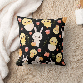 Cute Easter Chicks & Bunnies Seamless Pattern  Kissen