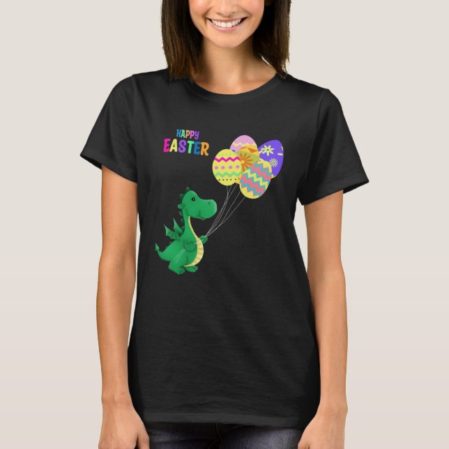 Cute Easter Dino Balloon Design T-Shirt (Vorderseite)