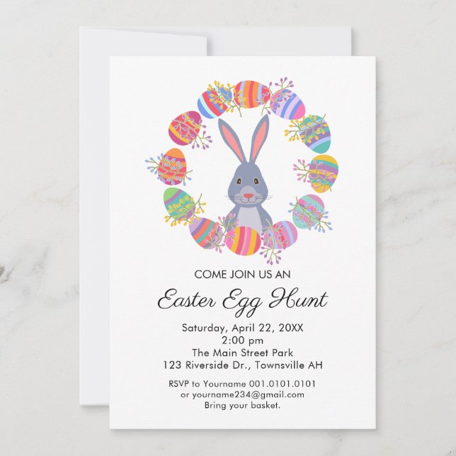 cute Easter Egg Hunt Invitation Birthday Party (Devant)