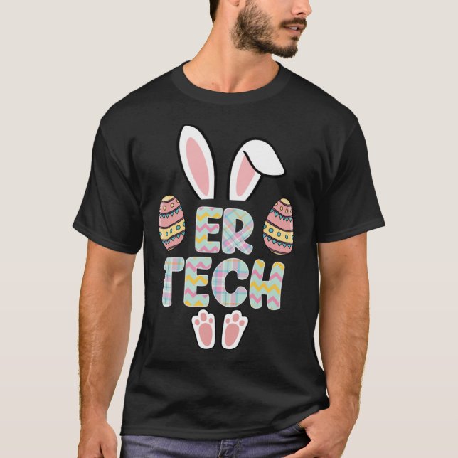 Cute Easter ER Tech Bunny Ears Happy Easter Eggs O T-Shirt (Vorderseite)