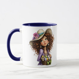Cute Easter Girl with Eggs Spring Art Tasse