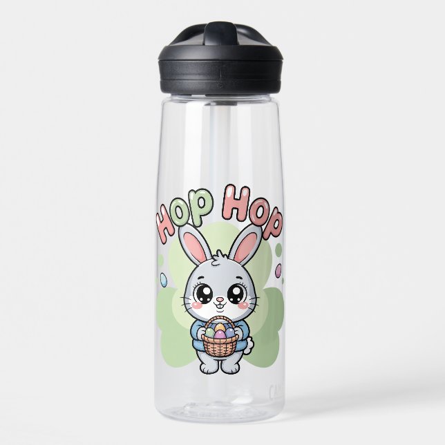 Cute Easter Hop Hop Bunny Basket Artwork Trinkflasche (Vorne)