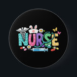 Cute Easter Nurse Medical Humor Button<br><div class="desc">Colorful lettering with a nurse hat,  stethoscope,  flowers and playful medical symbols. A cheerful graphic celebrating caring nurses and healthcare professionals during the Easter season with a bright and friendly hospital atmosphere.</div>