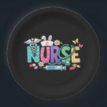 Cute Easter Nurse Medical Humor Pappteller<br><div class="desc">Colorful lettering with a nurse hat,  stethoscope,  flowers and playful medical symbols. A cheerful graphic celebrating caring nurses and healthcare professionals during the Easter season with a bright and friendly hospital atmosphere.</div>