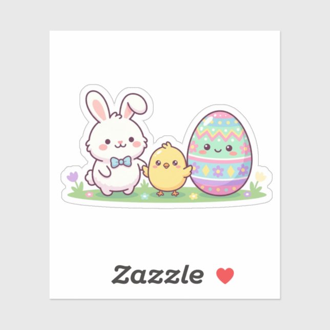 Cute Easter Squad Bunny Chick & Egg Sticker (Blatt)
