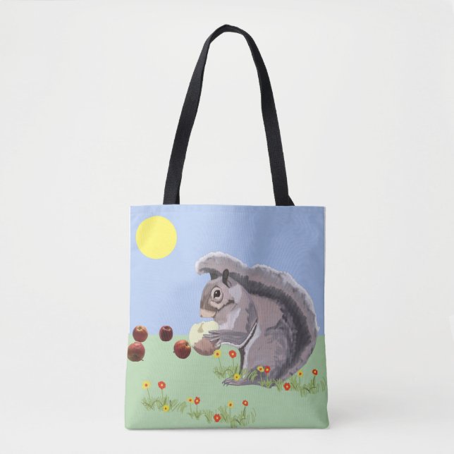 Cute Écureuil Manger Un Sac fourre-tout De Pomme (Devant)