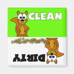 Cute écureuil propre / Lave-vaisselle sale Magnet