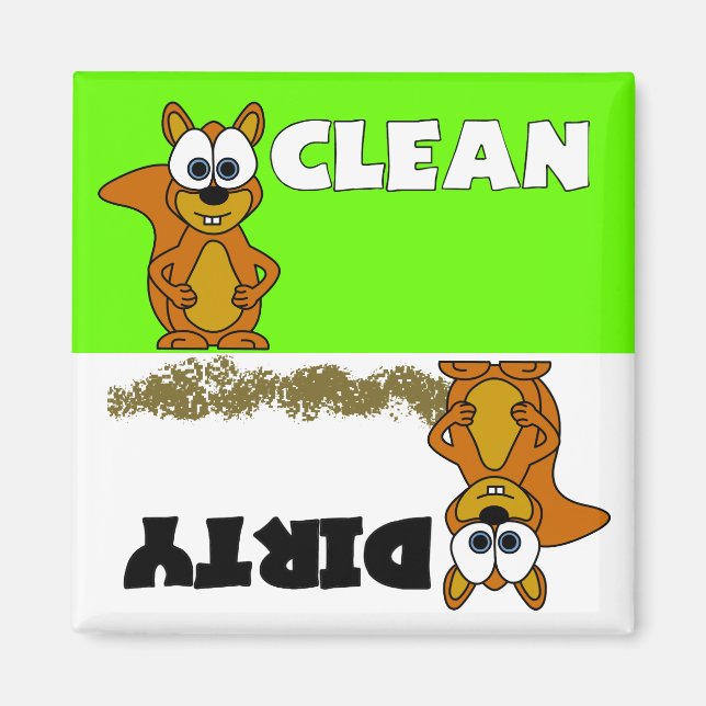 Cute écureuil propre / Lave-vaisselle sale Magnet (Devant)