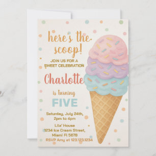 Cute Editable Ice Cream Anniversaire Invitation