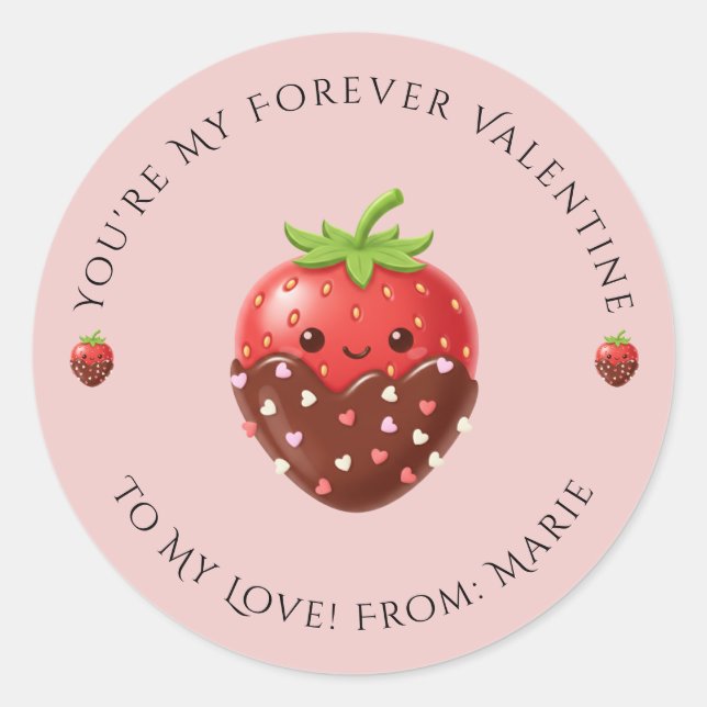 Cute Editable Strawberry Valentine Sticker  (Devant)