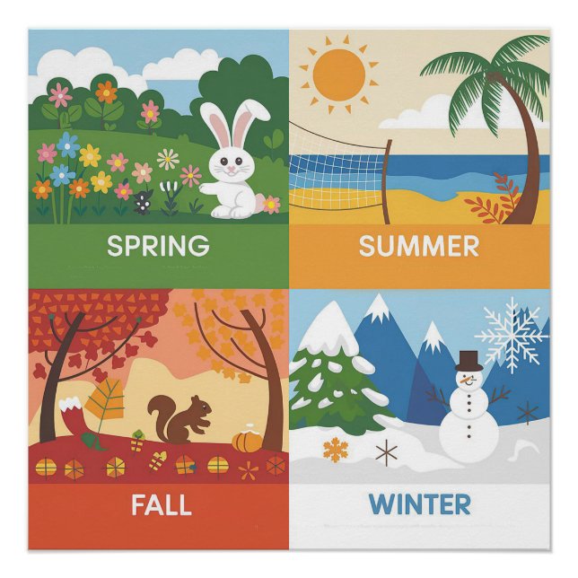 Cute & Educational 4 Seasons Design Poster (Vorderseite)