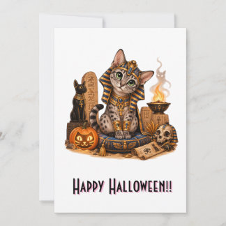 Cute Egyptian Mau Pharaoh Cat Halloween Einladung