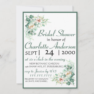 CUTE Elegant Eucalyptus Bridal Shower Invitation