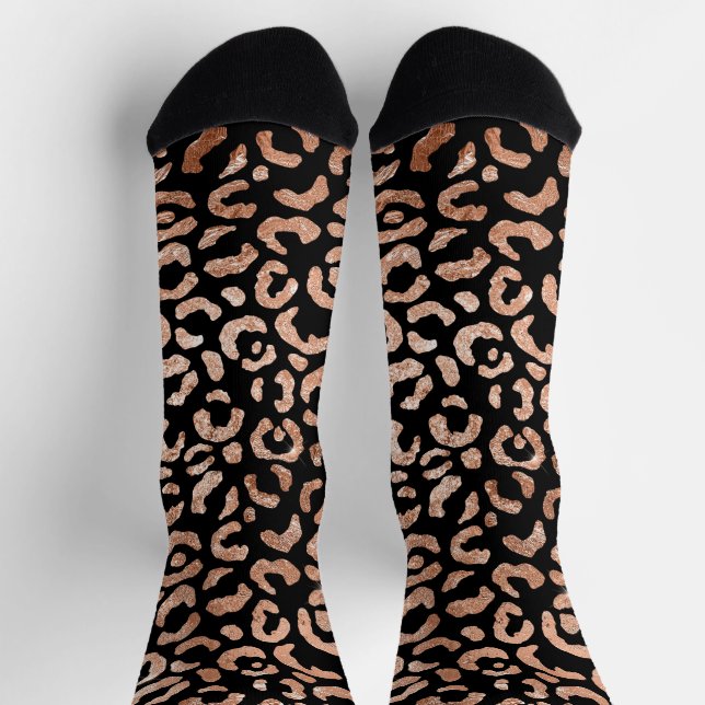 Cute Elegant Rose Gold Glam Leopard Socken (Oben)