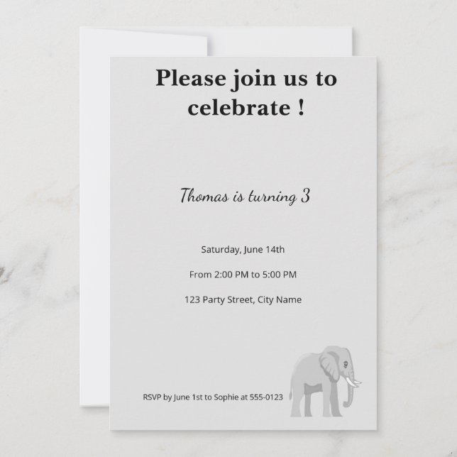 Cute Elephant Birthday Invitation | Soft Pastel  Einladung (Rückseite)