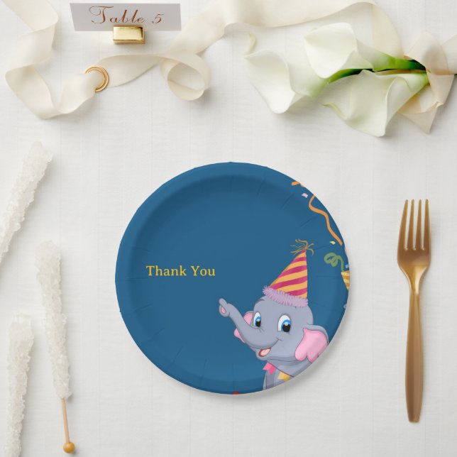 Cute Elephant Birthday  Pappteller (Hochzeit)