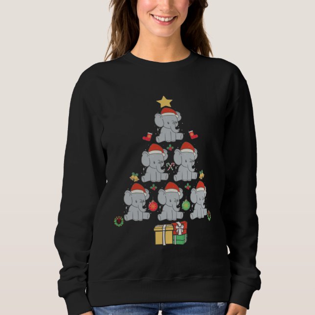 Cute Elephant Christmas Tree Sweatshirt (Vorderseite)