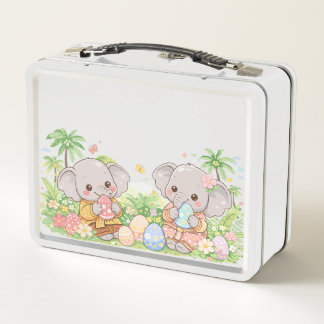 Cute Elephant Easter Illustration  Metall Brotdose