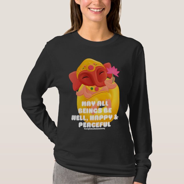 Cute Elephant Ganesha Peace Lotus Loving Kindness  T-Shirt (Vorderseite)