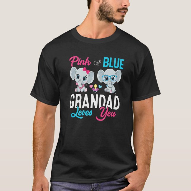 Cute Elephant Keeper Of The Gender Grandad Loves Y T-Shirt (Vorderseite)