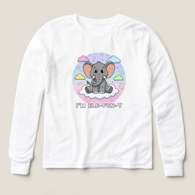 Cute Elephant on Cloud - I'm Ele-Fun-t Pun (Design Vorderseite)