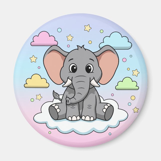 Cute Elephant on Cloud - I'm Ele-Fun-t Pun Magnet (Vorne)